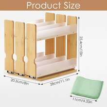 Bamboo Pull Out Spice Rack - Slide Out Seasoning Organizer For Cabinets, 8 Inch Narrow Design, Two-Tier Vertical Storage, Heavy Duty Natural Material - Natural - View 4