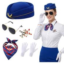 Set de 5 accesorios de azafata, adecuado para combinar con el uniforme de azafata de verano, para fiestas, baile, eventos de azafatas - Multicolor - Ver 2