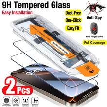 2片裝高畫質鋼化玻璃螢幕保護貼附防塵安裝盒，適用於 iPhone 17 Pro Max/16 Pro Max/17/15 Pro/17 Air/16/15/14/13/12/11/16E/Plus/X/XR/XS Max，全覆蓋 9H+ 硬度，超清晰防刮，簡易安裝，手機配件 - 2個 - 查看 38