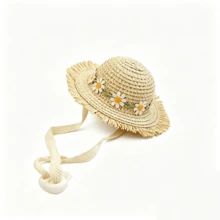 1pc Mini Scented Tassel Outdoor Pet Sun Hat, Mini Sunshade Design Suitable For Camping, Beach, Cat And Dog Daily Sun Protection Pet Accessory, Photo Decoration Accessory - Multicolor - View 10