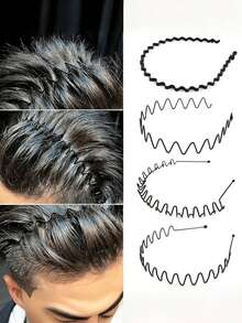 3pcs Unisex Invisible Wavy Headbands, Suitable For Daily Wear, Fitness, Sports Hair Band Hair Hoop Hairband Diadema - Black - View 7