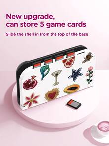 1pc Pomegranate Flower Vintage Print Pattern Protective Case, Compatible With New Switch 2 (2025), Switch NS/Switch OLED, Suitable For Switch 2 Game Console Accessories, Full Set, Storage Bag, Card Slot Dock Shell, Switch Protective Case, Romantic Gift For Switch Players - Multicolor - View 9