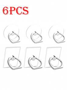 6pcs Transparent Cartoon Phone Stands, Foldable Ring Holder Stands, Animal, Round, Small Flower Shaped Phone Stands Compatible With IPhone, Android Phone, Gift For Birthday, Family, Friends Finger Ring Holder, Phone Grip, Phone Accessories - Multicolor - View 21