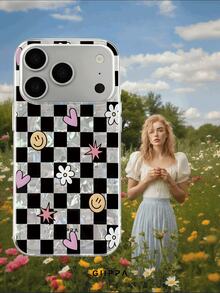 GIIPPA 1pc Black & White Grid And Ditsy Floral Pattern Design Phone 17 Pro Max Phone Case, Compatible With Phone 16 Pro Max, 15 Pro Max, 14 Pro Max, 11/12/13/14/15/16 Pro Max Plus, Korean Style High-End Fashion Fun Elegant Design For Men And Women, Perfect Gift For Girlfriend On Christmas, Valentine's Day, Easter, Wedding Season And Birthday! - Multicolor - View 7