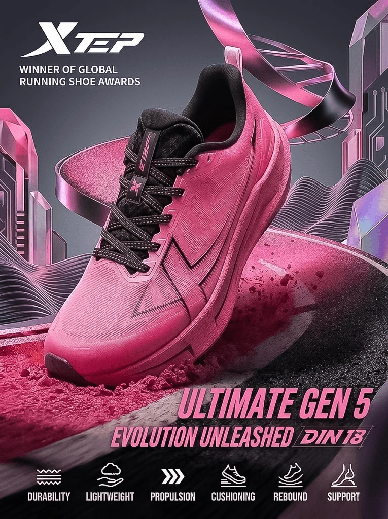 XTEP--2000km 5th Generation Wear-Resistant Running Shoes Women's Summer Shock-Absorbing Sports Shoes 2000km 5th Generation Fluorescent Red/Black - Fluorescent Red/Black - View 1