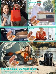 Customized Name Portable Lunch Box, With Leak-Proof Sauce Container, With Snap Lid, Fork And Spoon, 1200ml Adult Bento Box, Kitchen, Home, Office, Snack And Fruit Container, Back To School, Versatile Everyday, Aesthetic, Personalized Gift - Multicolor - View 9