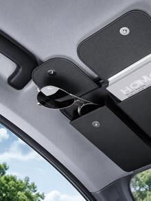 PU Leather Car Sun Visor Organizer, Multi-Pocket Storage Bag Suitable For Fashion Glasses, Cards And Driver's License, Essential Practical Interior Accessory For Cars - A - View 4