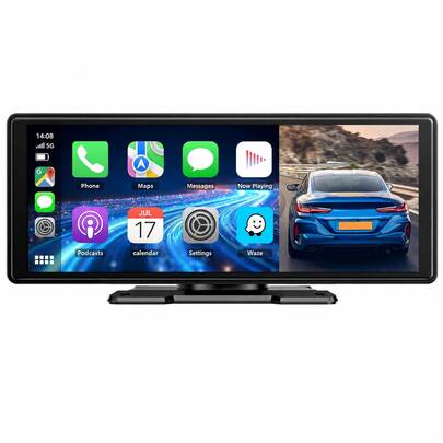 Kynley Écran sans fil CarPlay de 10,26 pouces pour voitures, compatible avec CarPlay et Android Auto, navigation GPS, Bluetooth, Mirror Link, caméra de recul incluse, commande vocale.