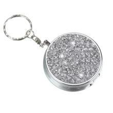 Cenicero portátil redondo con strass y llavero, mini cenicero de bolsillo para viajes y almacenamiento al aire libre, accesorio de moda, regalo de cumpleaños y festividades - Cenicero redondo portátil con pedrería - Ver 13
