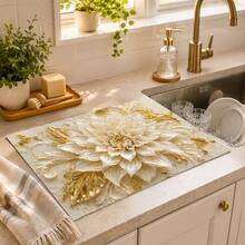 1 pieza Tapete absorbente de tierra de diatomeas, tapete absorbente antideslizante y resistente al calor, adecuado para encimera de cocina, máquina de café, vajilla, decoración de hogar, cafetería, bar, fiesta, regalo, mantel individual con patrón floral 3D - Multicolor - Ver 5