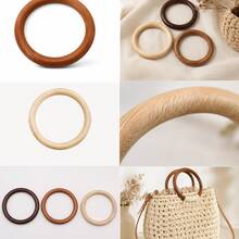 12cm 木製圓形手柄，適用於編織與鉤針包包，DIY 包包手柄配件，圓形手柄環，禮品盒手柄，手工藝材料 - 杏色 - 查看 9