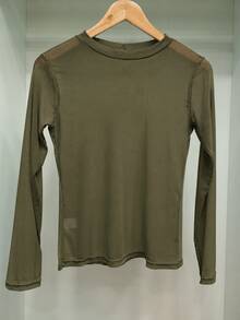 Long-Sleeved Tulle Blouse In Pastel Candy Colors, Spring Color Block. - 軍綠色 - 查看 4