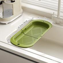 Expandable Household Draining Basket Multifunctional Kitchen Vegetable Washing Basin Dish Rack Plastic Dish Drying Rack Kitchen Sink Adjustable Vegetable Fruit Basket Pasta Drying Rack Draining Board Expandable Dish Cup Plastic Storage Rack - One Size - View 9