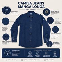 Men's Long Jeans Shirt For Children And Youth - 寶藍色 - 查看 7