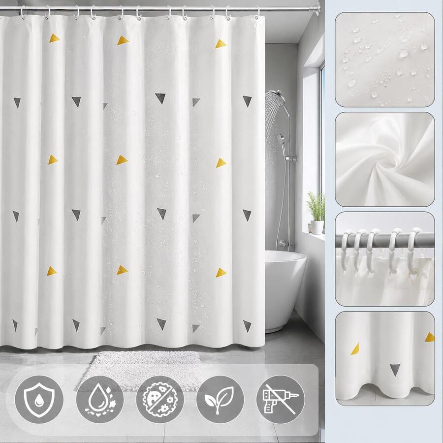 Waterproof And Mold-Resistant Shower Curtain, Drill-Free Installation For Bathroom, Dry And Wet Separation Partition Curtain - Multicolor - View 1