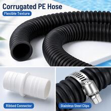 2er Set Poolschlauch 32mm, 150cm Weißer Wellschlauch Für Poolpumpe Mit 4 Befestigungsclips Und Verbinder, Flexibler PE Ersatzschlauch Für Filteranlage, Kleine Pools, Spa, Teich Und Garten Wasserbereic - Weiß - Übersicht 4