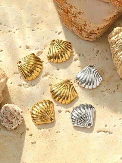 5PCS/10PCSStainless Steel Scallop Shell Charms, 18K Gold Plated, Waterproof DIY Jewelry Making Supplies For Summer Beach Jewelry