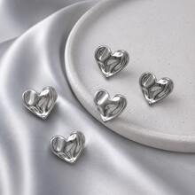 10pcs Heart-Shaped Metal Buttons, Gold/Silver/Champagne Color Decorative Replacement Buttons, Suitable For Cardigan, Shirt, Jacket DIY Clothing Repair And Craft - 10pcs - View 9