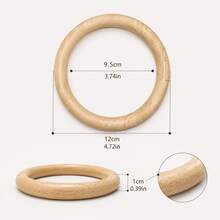 12cm 木製圓形手柄，適用於編織與鉤針包包，DIY 包包手柄配件，圓形手柄環，禮品盒手柄，手工藝材料 - 杏色 - 查看 4