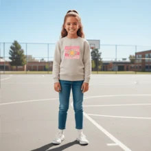 Moletom Gola Redonda Infantil Criança Juvenil Bebê Menina 100% Algodão Mama Mama Mama - Caqui - Visão 1