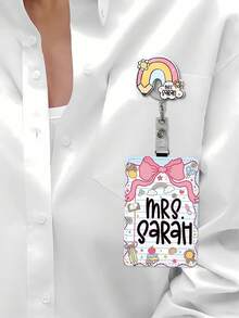 Tempat Kartu Identitas Guru Kustom, Gantungan Kunci Kulit Huruf Kustom, Tempat Kartu Identitas yang Dapat Ditarik, Gulungan Kartu Identitas Guru, Set Gulungan Kartu Identitas Guru, Kembali ke Sekolah - MultiWarna - View 13