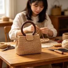 12cm 木製圓形手柄，適用於編織與鉤針包包，DIY 包包手柄配件，圓形手柄環，禮品盒手柄，手工藝材料 - 杏色 - 查看 8