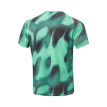 LI-NING Ice-Sensitive UV Protection T-Shirt, Men's Summer Breathable Running & Training Tee ATSW195 - Emerald Green Full Bottom Print - View 2