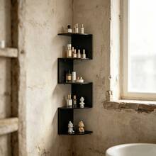 5-Tier Bathroom Wall-Mounted Storage Shelf, Triangle Corner Wall-Hanging Organizer, Essential Storage Solution For Small Apartments And Renters - Multicolor - View 4
