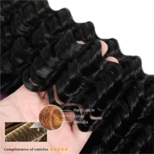 Uveous Deep Wave Human Hair Bundles 12A Brazilian Raw Unprocessed Virgin Hair Double Weft Hair Extensions Wet And Wavy Deep Curly Water Wave Human Hair Thick Full Natural Black Hair For Women 1/3/4 Bundles Pack - Natural Black - View 5