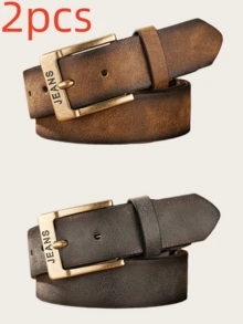 1 pieza Cinturón de cuero de PU vintage multicolor con hebilla de metal en relieve, estilo vaquero bohemio occidental para hombres. Accesorio de otoño, Halloween, otoño-invierno, adecuado para adolescentes, jóvenes, hombres, uso casual, al aire libre, atlético, vacaciones, regalos de graduación, cumpleaños, uso diario. - Como se muestra en la imagen - Ver 55