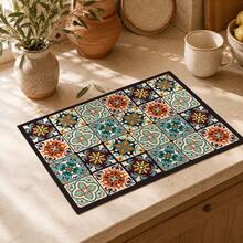 1pc Plaid Pattern Diatomaceous Earth Drying Mat, Non-Slip Heat-Resistant Absorbent Pad, Suitable For Kitchen Countertop, Coffee Machine, Tableware, Home Cafe Bar Party Decoration Placemat Gift - Multicolor - View 8