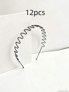 3pcs Unisex Invisible Wavy Headbands, Suitable For Daily Wear, Fitness, Sports Hair Band Hair Hoop Hairband Diadema - Black - View 3