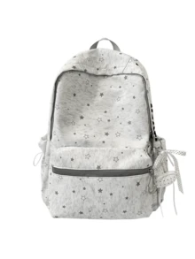 New Star Pattern Japanese & Korean Style Versatile Fashion Minimalist Casual Travel Backpack, Large Capacity Multi-Functional Couple Backpack (Without Pendant) - Multicolor - View 10