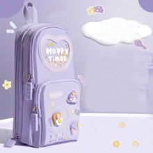1pc Creative Telescopic Pencil Case Student Stationery Storage Bag Cute Solid Color Pen Holder Cute Pencil Cup Girls Gift Pencil , First Day Of School - Multicolor - View 7