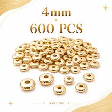 100-200-300-500-600pcs 4mm 6mm CCB Pendant Spacer Beads Gold Beads Wheel Beads Flat Round Loose Beads DIY Jewelry Making Material Accessories - Gold - View 9