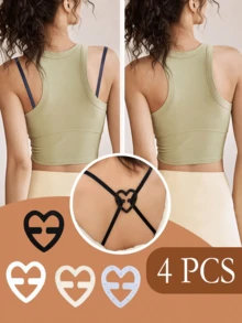 1pc Flower-Shaped Bra Strap Clip, Invisible Anti-Slip Bra Strap Fixing Buckle, Women's Lingerie Accessory, Invisible Anti-Slip Bra Strap Buckle, Suitable For Cross-Back Lingerie, Transparent Buckle, Anti-Slip - Multicolor - View 3