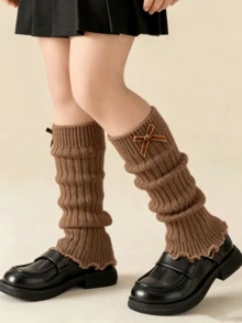 4 Pairs Girls Bow Knot Ribbed Knit Leg Warmers, Slouchy Leggings, Versatile Decorative Leg Warmers For Spring And Autumn - Multicolor - View 8