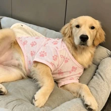 1pc Cute Pink Paw Breathable Comfortable Pet Vest, Dog Clothes For Medium To Large Dogs Golden Retriever Border Collie Labrador - Pink - View 4