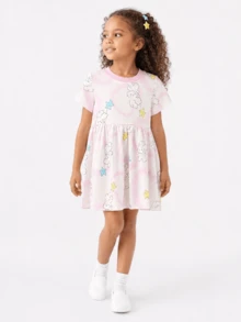 Balabala 2026 Baby Girl Summer Sweet Cute Princess Style Cartoon Print Dress - Pink - View 5