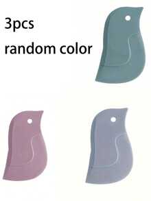 1 pieza/3pcs Juego de raspadores de cocina de silicona con borde suave en forma de pingüino lindo de color aleatorio, elimina fácilmente la grasa persistente y los residuos de horneado, adecuado para varias superficies, diseño vívido y lindo - Gris - Ver 13