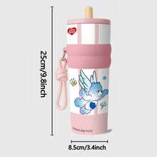 Care Bears Angel Wings Insulated Tumbler, Pink And White Striped Gradient Bear Portable Straw Cup With Lanyard, High Aesthetic Water Bottle, 1pc 25oz - 750ml - View 9