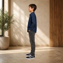 Men's Long Jeans Shirt For Children And Youth - 寶藍色 - 查看 2