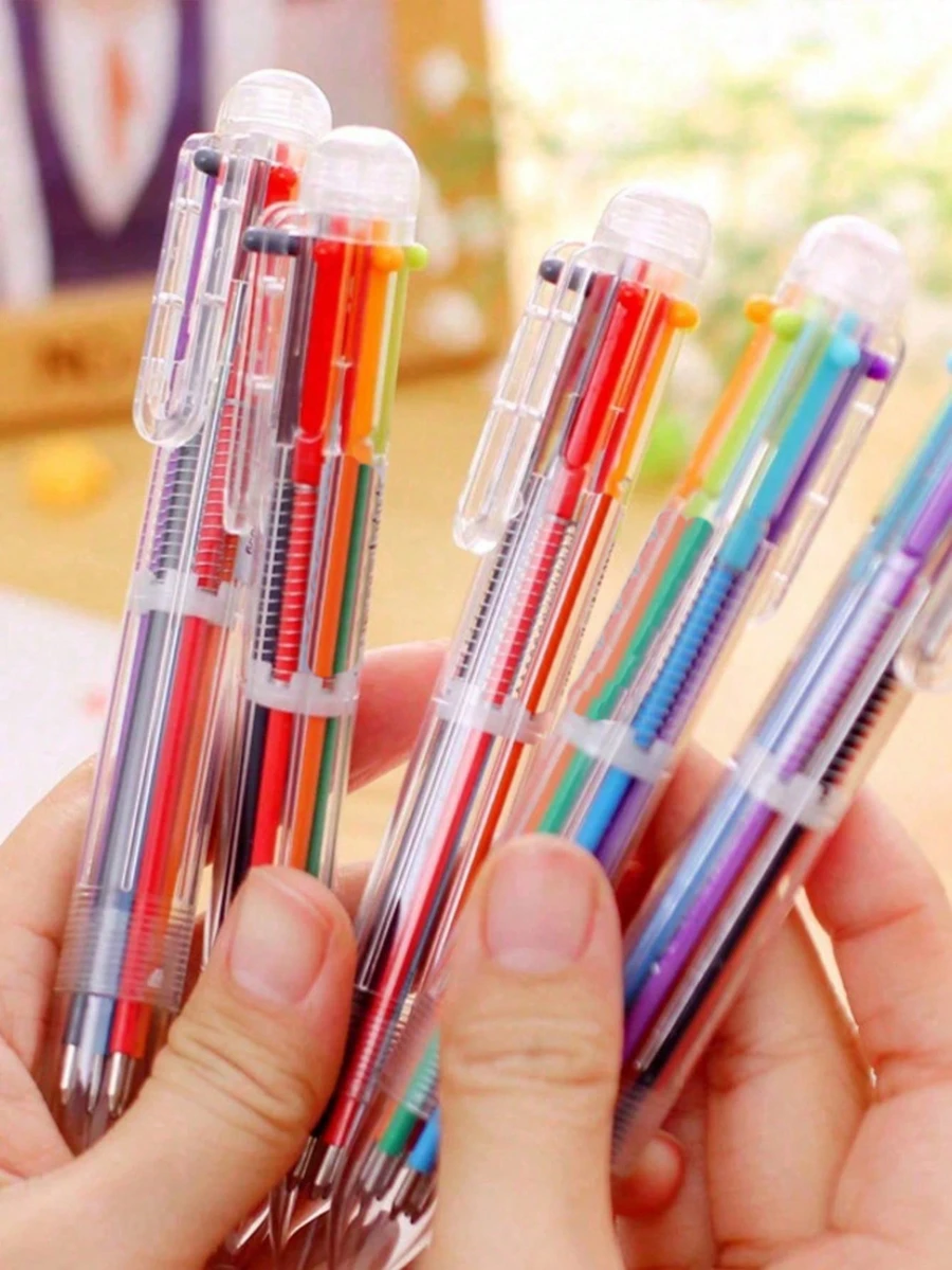 1pc 6-In-1 Ballpoint Pen, Minimalist Portable Multi-Function Writing Pen, Suitable For Students And Writing - A - View 1