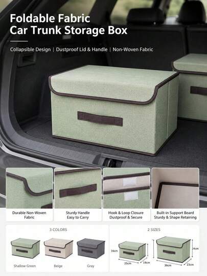 Foldable Car Trunk Organizer, Fabric Storage Box With Lid, Foldable Non-Woven Fabric Container, Suitable For Car Trunk, Home And Office, Multi-Purpose Non-Woven Fabric Storage Container