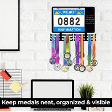 1pc Racing Medal And Bib Display Rack, Medal Holder Bib Storage Rack, Wall-Mounted Metal Medal Rack, Suitable For Marathon Runners And Athletes - View 4