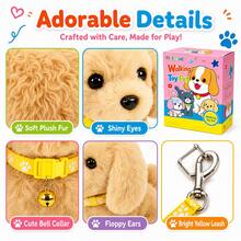 TOYSporael 2PCS Interactive Walking Electronic Toy Dogs With Leash, Bell Collar & Accessories, Barking Wagging Plush Pet Toys For Kids Gifts - Khaki - View 9