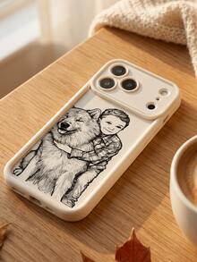 Customizable Line Drawing Phone Cases With Cartoon Compatible With 17 16 15 14 Pro Max Plus Series Family Couple Pet Friend Personal Portrait Image Compatible With S26 S25 S24 S23 S22 Ultra Plus A56 A55 5G, Personalized Gift, Anniversary Gift - White - View 3