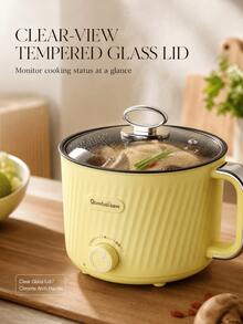 SMEGGEMS Electric Mini Pot, Non-Stick Portable Pot, Fast Cooking, With Adjustable Power, Suitable For Dorm, Kitchen Essential - Yellow - View 10