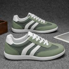 Chaussures de sport à lacets rayées pour hommes, chaussures de course décontractées rétro, semelle antidérapante - DX148 Vert - Voir 2