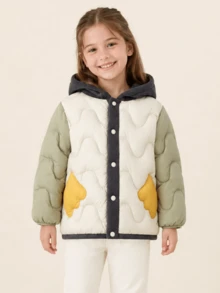 mini bala Chaqueta de plumón 3 en 1 para bebé niño, suave, cálida, a prueba de viento y agua para uso diario en invierno - blanco lechoso - Ver 3